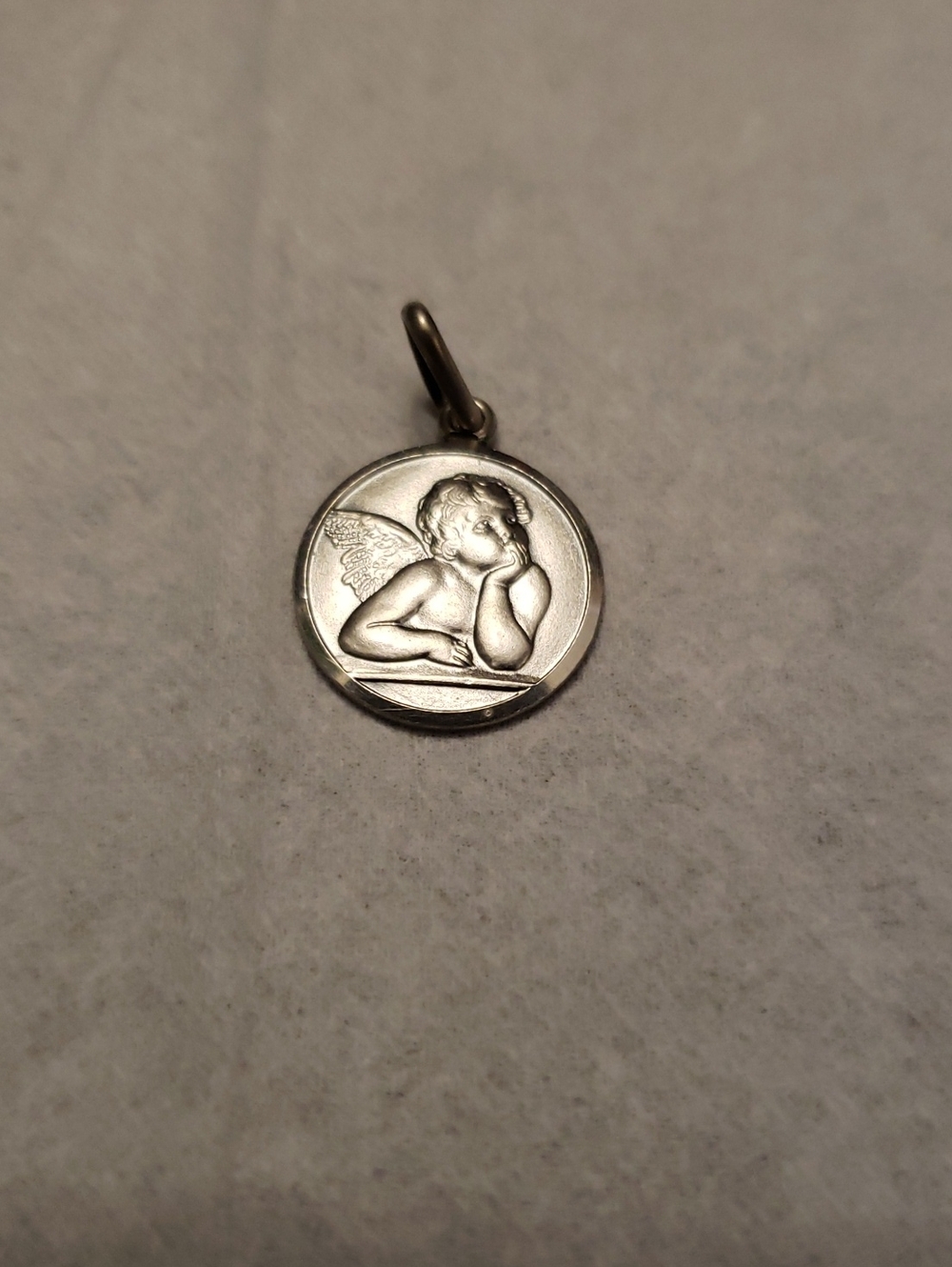 Silver Angel Cherub Round Pendant Pendant Charm - Women Jewelry